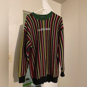 Balenciaga Distressed Multicolor Striped Sweater (Oversized)